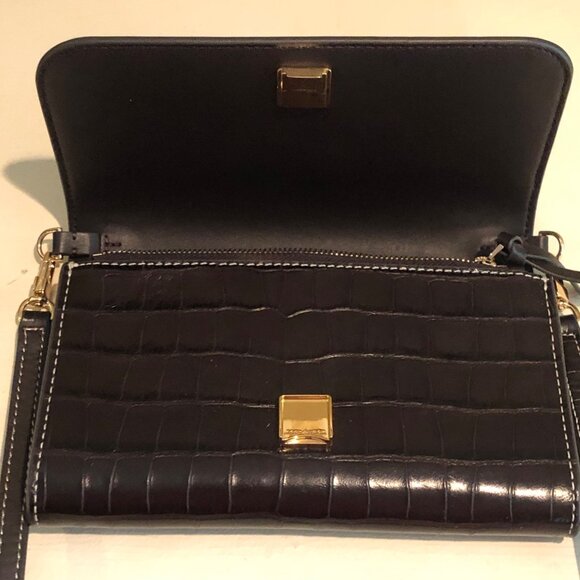 **SOLD**TORY BURCH Thea Embossed Web BROWN / Dark Mahogany Shoulder Crossbody - Picture 13 of 16